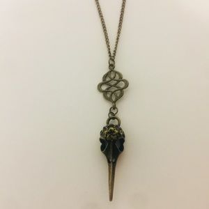 Handmade Brass Bird Skull Necklace